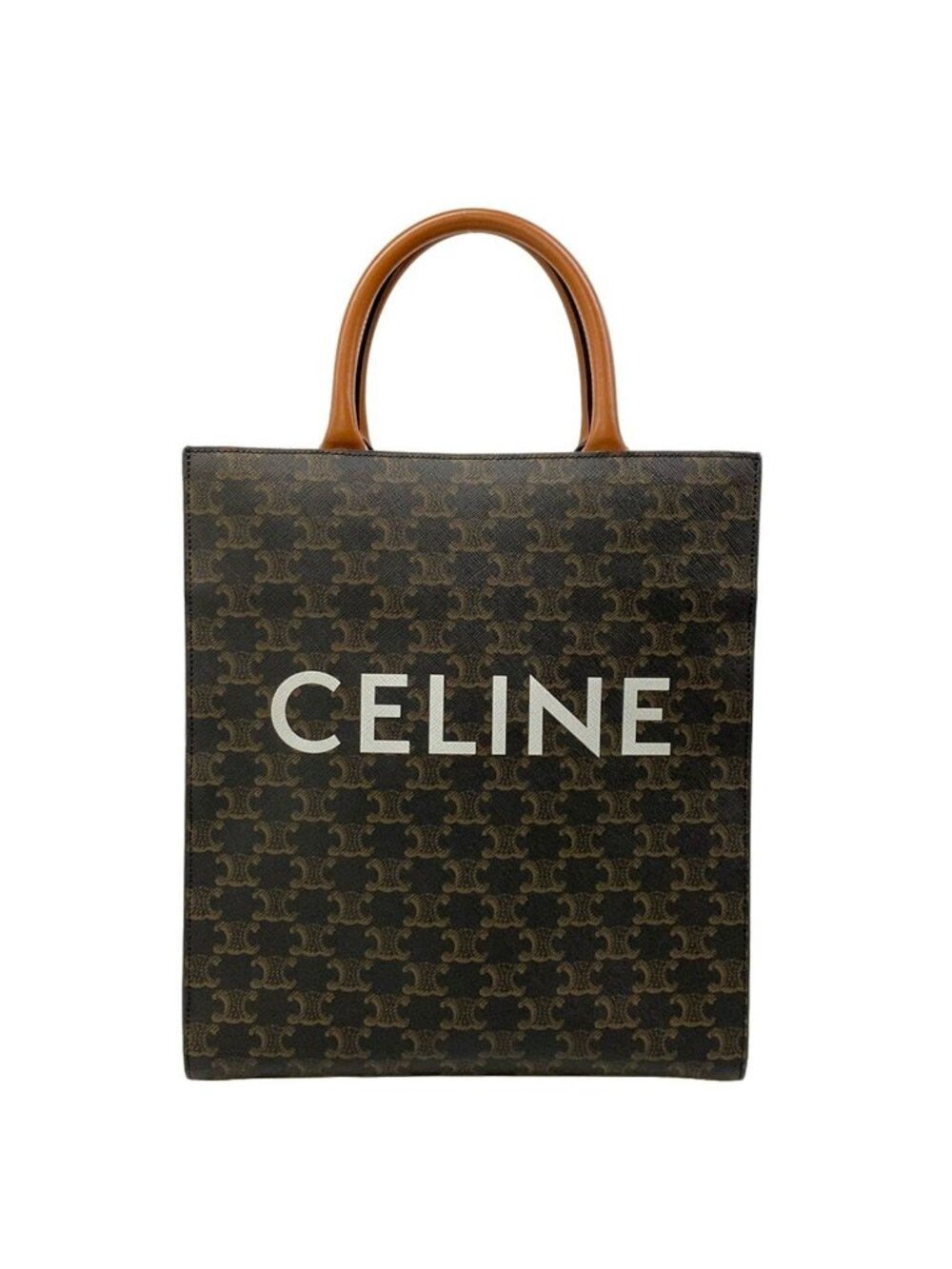 Celine Tote Bag Small Vertical Cabas Black Brown Leather